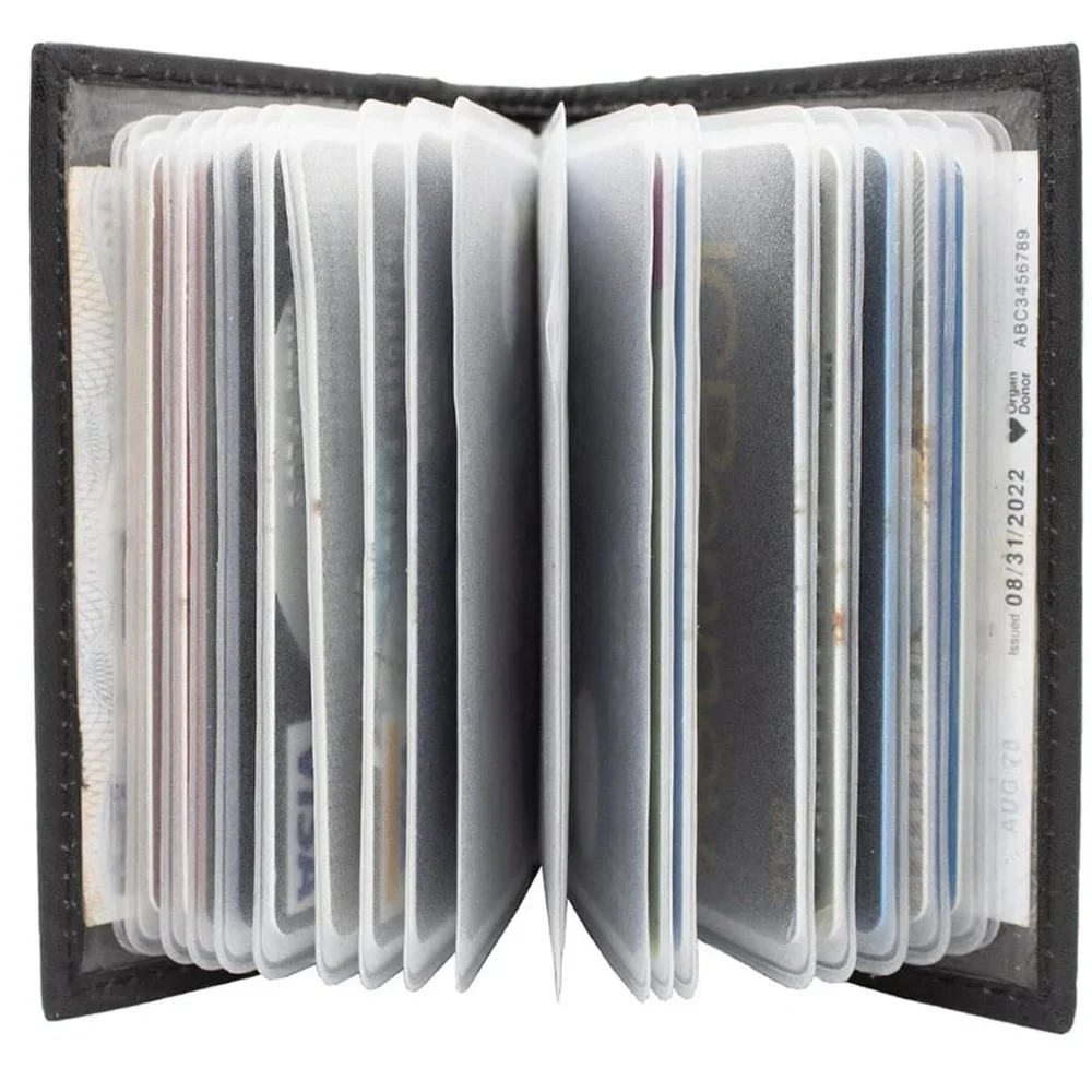 Men Genuine Leather Bifold Credit Card Holder with RFID Blocking